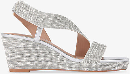 Carvela Womens Silver Gala 70 Jewel-Embellished Rope-Effect Wedge-Heeled Woven Sandals Eur 42/ 9 Uk Women