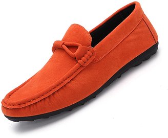 XiaoYouYu Men's Comfortable Split Suede Leather Penny Loafers Driving Flats Shoes , 7 D(M) US