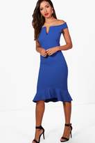Thumbnail for your product : boohoo Off the Shoulder Frill Hem Midi Dress