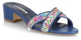 Thumbnail for your product : Manolo Blahnik Lasistamu Floral Leather Mules