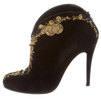 Christian Louboutin Embellished Suede Booties