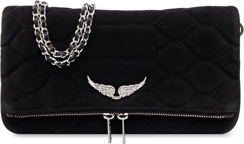 Zadig & Voltaire Rock quilted suede clutch - ShopStyle