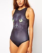 Thumbnail for your product : ASOS TALL Halloween Scoop Back Body With Green Eyes Print