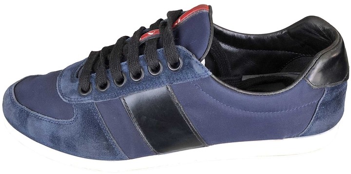 Prada Navy Suede Trainers - ShopStyle