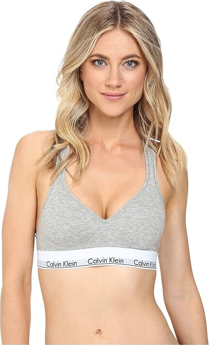 Calvin Klein Women's Motive Cotton Lightly Lined Bralette (Grey Heather) Women's  Bra - ShopStyle