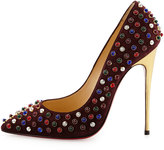 Thumbnail for your product : Christian Louboutin Follies Cabo Suede Red Sole Pump, Burgundy
