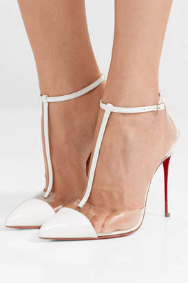 Christian Louboutin Nosy 100 Patent-leather And Pvc T-bar Pumps - White