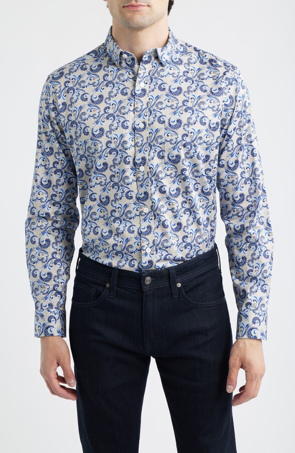 Johnston & Murphy Logan Print Button-Up Shirt