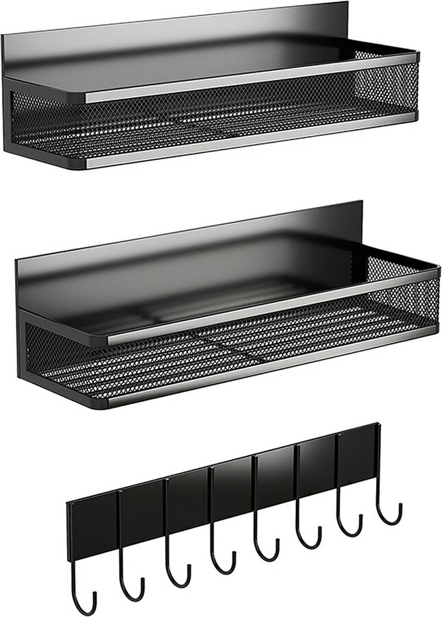 Fresh Fab Finds 3 Pack Black Strong Magnetic Spice Rack With 8 Hooks