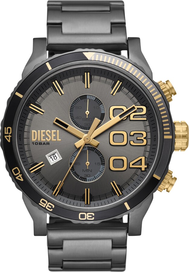 Men\'s - Black Stainless Steel Watch 40mm Diesel Chronograph Cliffhanger ShopStyle