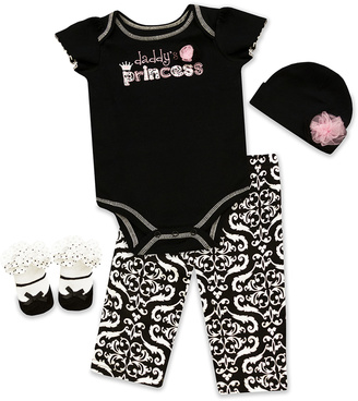 Baby Essentials Black & White 'Daddy's Princess' Bodysuit Set - Infant