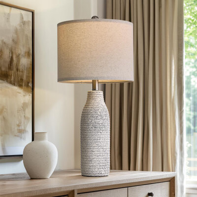Latitude Run Ceramic Table Lamp For Bedroom And Living Room Modern Rotary Switch Design Elegant And Space-Saving