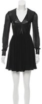 Thumbnail for your product : Saint Laurent Leather-Accented Silk Dress