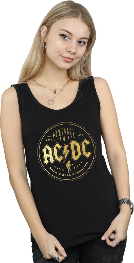 AC/DC Women's Rock N Roll Damnation Vest Medium Black - ShopStyle Tops