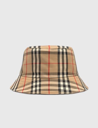 for Men Burberry Vintage Check Cotton-blend Bucket Hat in Beige Mens Accessories Hats Save 50% Brown 