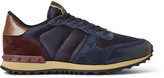 Thumbnail for your product : Valentino Suede and Leather-Trimmed Mesh Sneakers