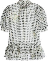 Christopher Kane Printed Silk Blouse with Chain Embellishment
