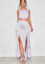 Thumbnail for your product : Missy Empire Nicola Lilac Cut Out Split Leg Maxi Dress