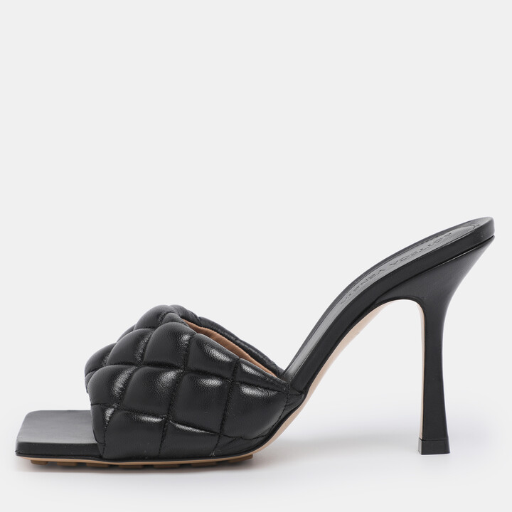 Bottega Veneta Black Leather Quilted Lido Slide Size 36.5