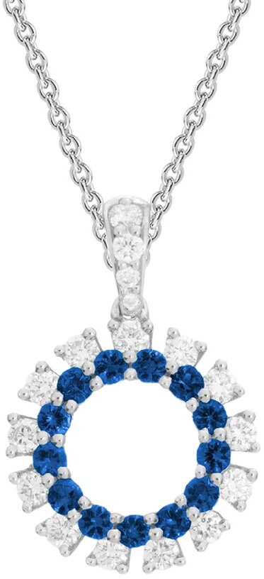 Diamond Select Cuts 14K Diamond .27 Ct. & .26 Ct. Blue Sapphire Necklace
