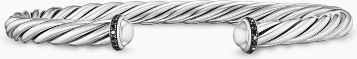 David Yurman Cable Cuff Bracelet in Sterling Silver with Pav? Black Diamonds | Men's | Size L