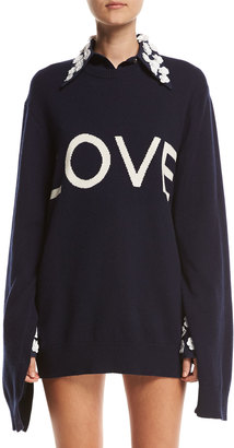 Michael Kors Love Oversized Crewneck Sweater, Navy