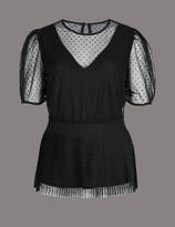 Thumbnail for your product : Autograph Mesh Round Neck Half Sleeve Blouse