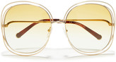 Thumbnail for your product : Chloé Oversized Round-frame Gold-tone And Acetate Sunglasses