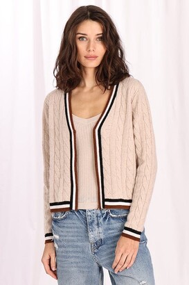Minnie Rose Cashmere Cable Zip Cardi Sweaters - Brown