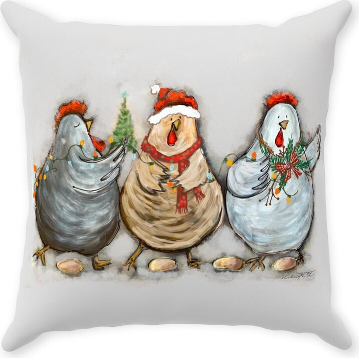 Rustic Christmas Chickens By Rebeca Flott Arts