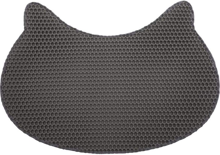 coziwow Cat-Head Cat Litter Mat, Waterproof Kitty Litter Trapping Mat, Double Layer Mat, Easy to Clean, Dark Gray