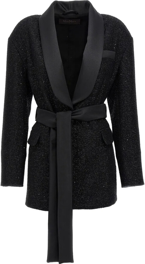 Max Mara Sequin-Embellished Shawl-Collar Blazer