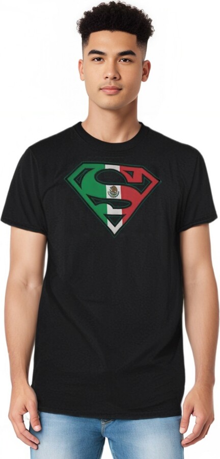 Superman Mens Mexican Flag Shield Adult Heather Tee / T-Shirt