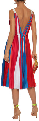 Prabal Gurung Pleated Color-block Silk Crepe De Chine Dress