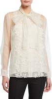 Thumbnail for your product : Escada Nherissa Embroidered Silk Organza Blouse