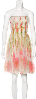 J. Mendel Floral Print Tulle Dress