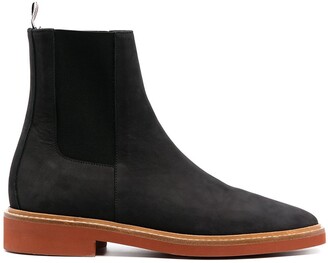 Thom Browne suede Chelsea boots with signature stripe detailing