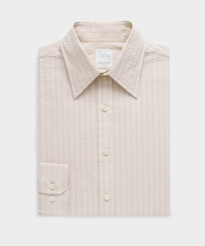 Todd Snyder Seersucker Long Point Collar Dress Shirt