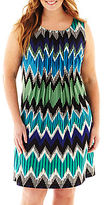 Thumbnail for your product : JCPenney Perceptions Sleeveless Chevron Print Dress - Plus