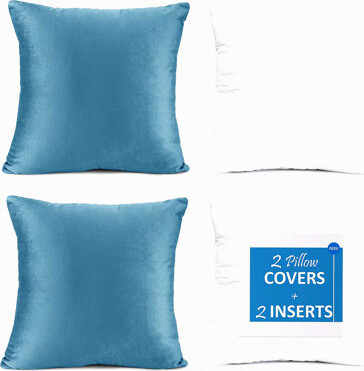 BRBCA Soft Pillow Pack - 2 Inserts & Covers Set for Sofa, Couch, Car, Bedroom - Washable Cushion Covers - Heaven Decor