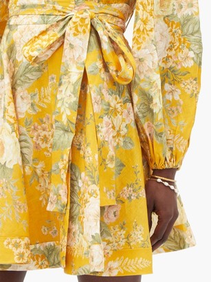 Zimmermann Amelie Floral-print Linen Sun Dress - Yellow Print