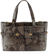Thumbnail for your product : Elaine Turner Designs Strappy Python-Embossed Golden Latch Tote, Bark Python