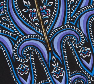 Bob Mackie Paisley Print Woven Blouse with Zipper Neck Detail