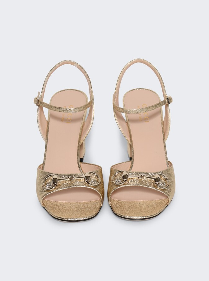 Gucci Mid-heel Horsebit Sandal Gold