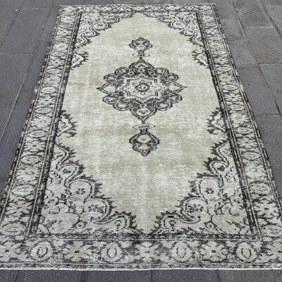 Canora Grey Vintage Large Turkish Anatolian Rug: Hand-Knotted Beige Tribal Design for Living Room Decor