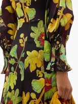 Thumbnail for your product : Peter Pilotto Botanical-print Silk-blend Cloque Maxi Dress - Brown Multi