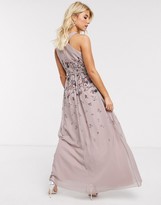Thumbnail for your product : Little Mistress pleat maxi dress in butterfly print