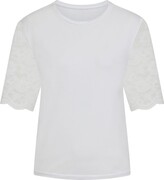 Thumbnail for your product : Sophie Cameron Davies White Cotton Lace Sleeve T-Shirt
