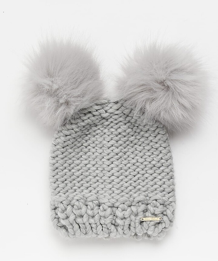 womens grey pom pom hat