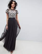Thumbnail for your product : Needle & Thread embroidered bodice tulle maxi dress in graphite
